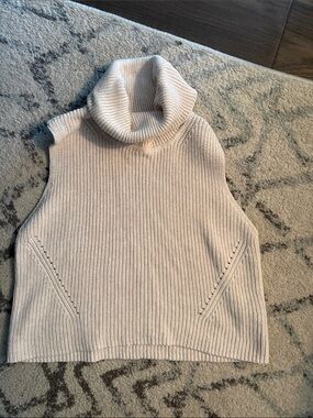 French Connection Sleeveless Turtleneck Knit Sweater Vest - Cream